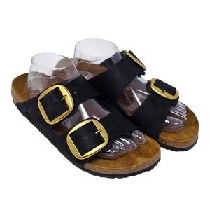 Birkenstock Arizona Big Buckle Black Nubuck Leather Sandals EU 41 US W 10 M 8